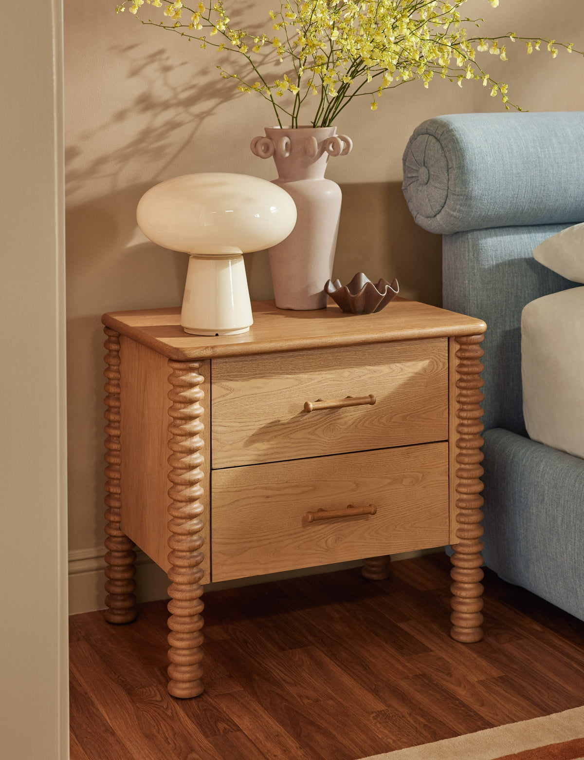 Leesa Cordless Table Lamp styled in a room