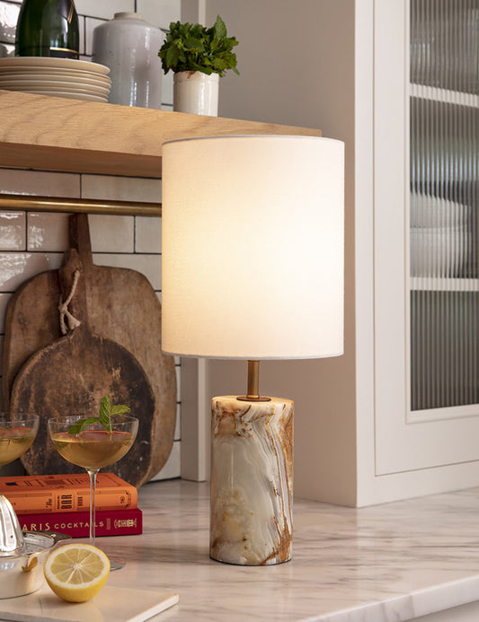 Jade and Brass Mini Table Lamp bedside lamp front view