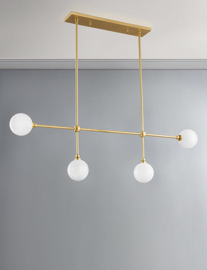 Helia Linear Chandelier dining room light front view
