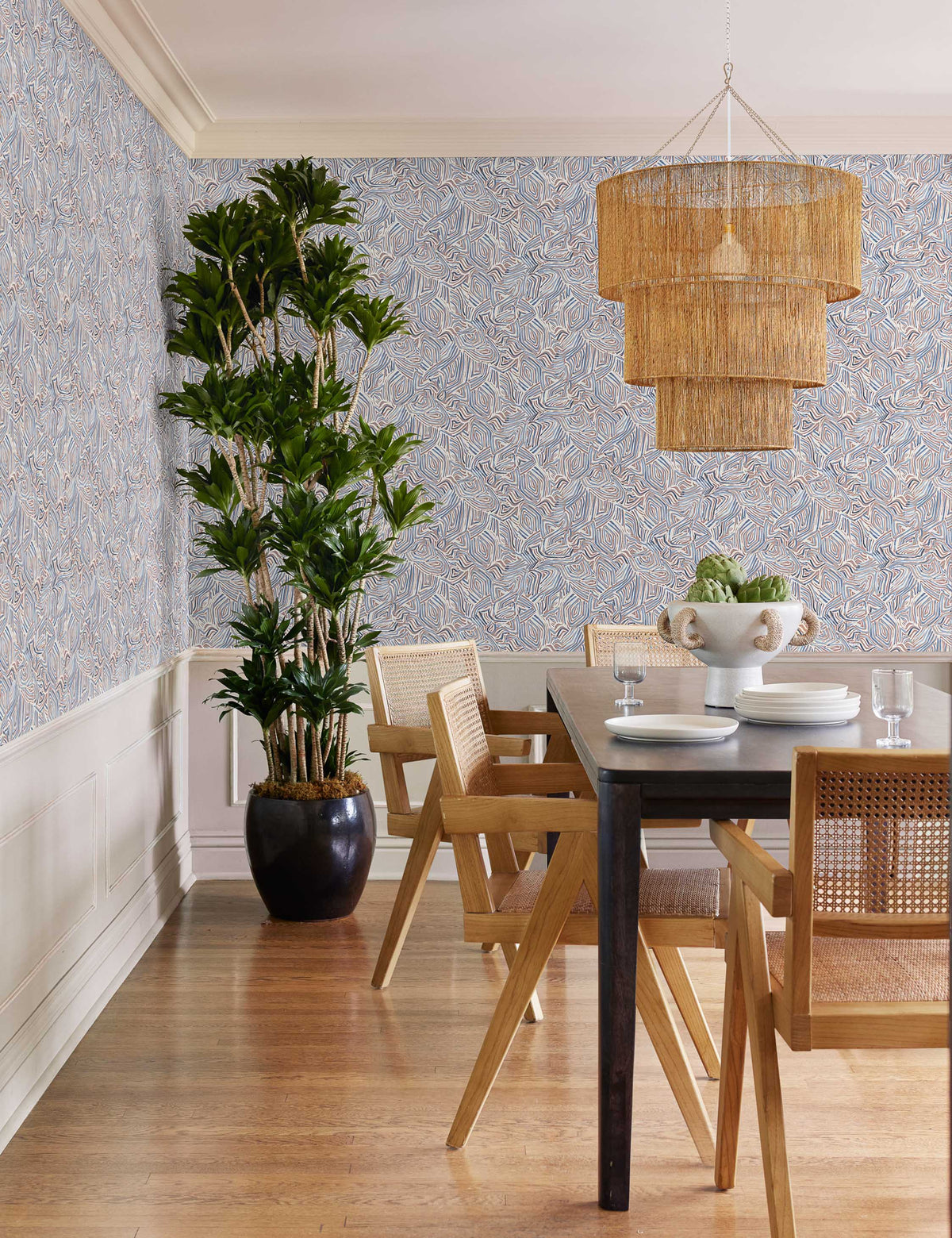 Chavette Chandelier, Natural dining room light front view