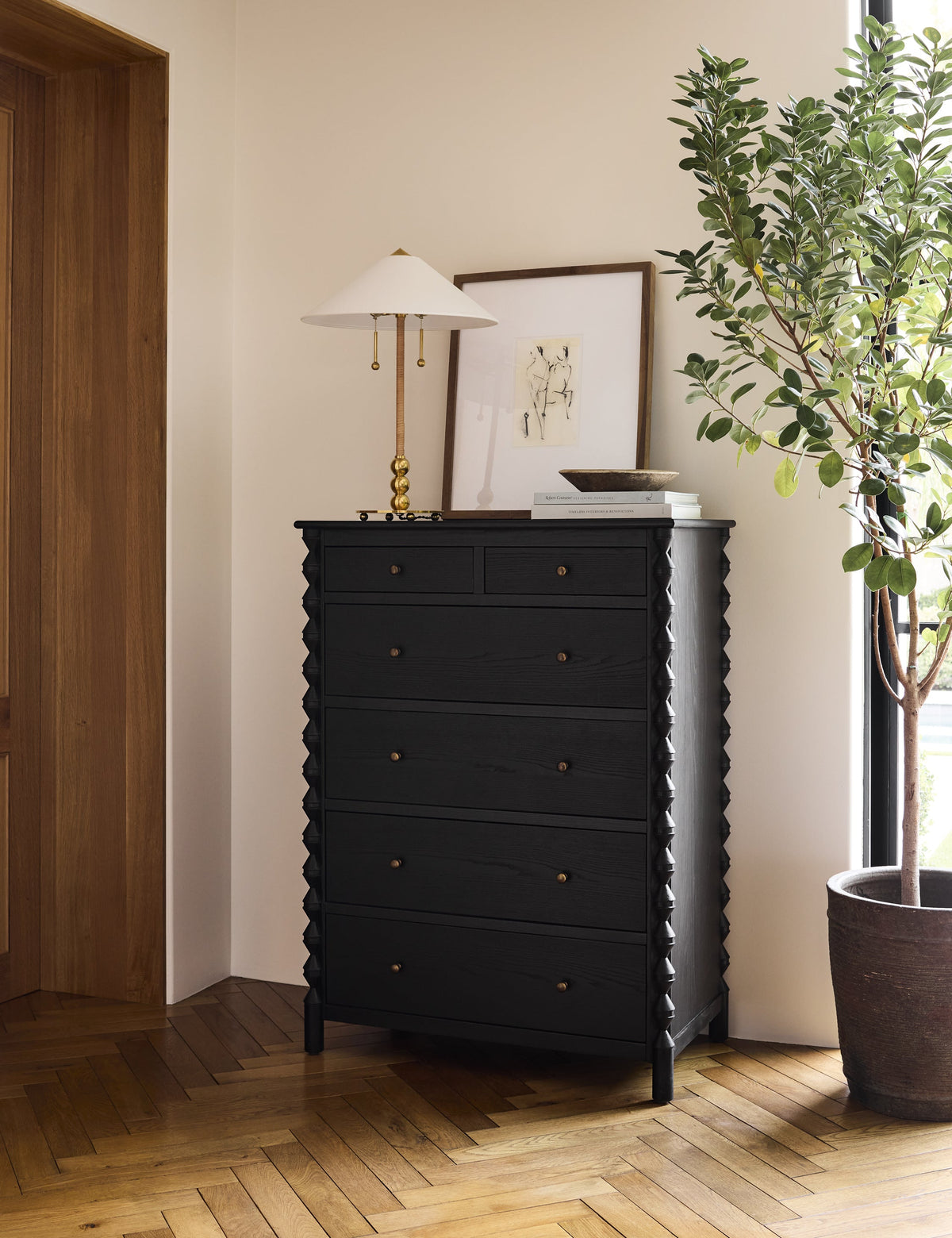 Zora Table Lamp styled in a room