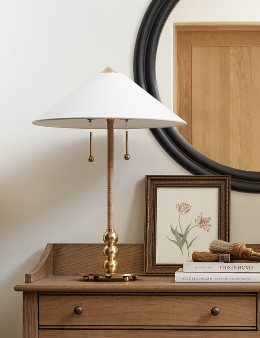 Zora Table Lamp styled in a room