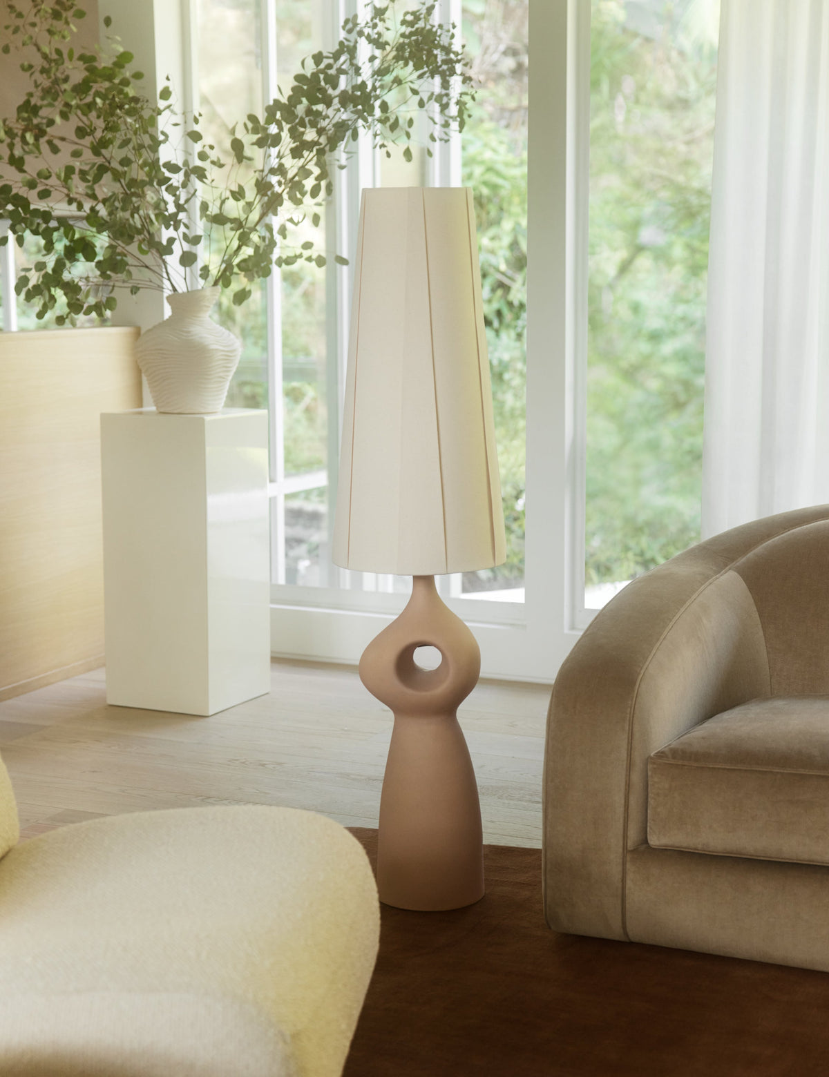 Rhodes Floor Lamp styled in a room