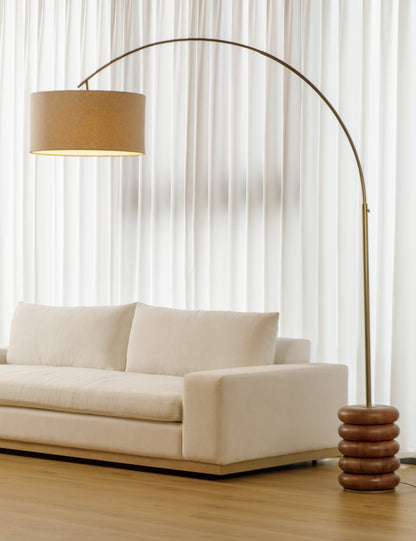 Linus Arc Floor Lamp living room floor lamp in a styled room