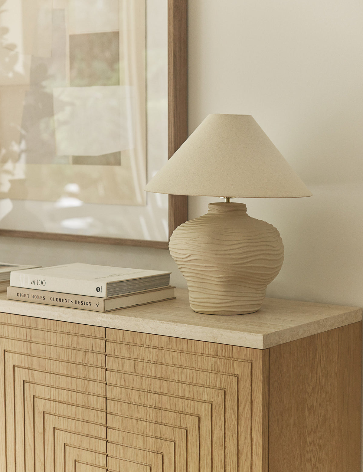 Wrinkle Table Lamp styled in a room