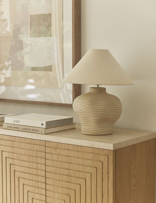Wrinkle Table Lamp styled in a room