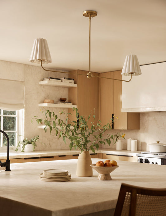 Matthews Linear Chandelier dining room light in a styled room