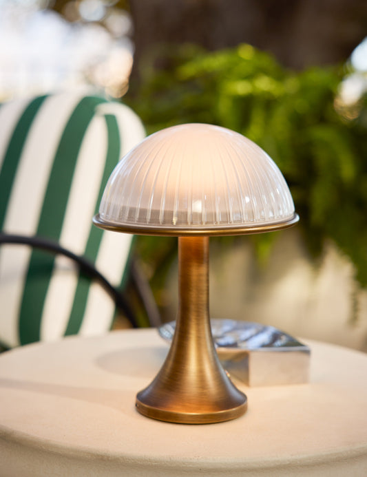 Chamblin Outdoor Cordless Table Lamp cordless lamp in a styled room