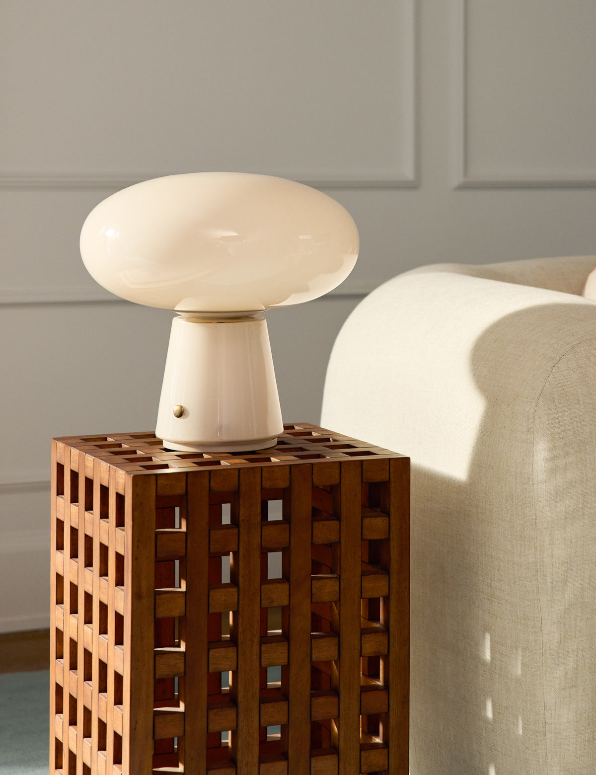 Leesa Cordless Table Lamp cordless lamp in a styled room