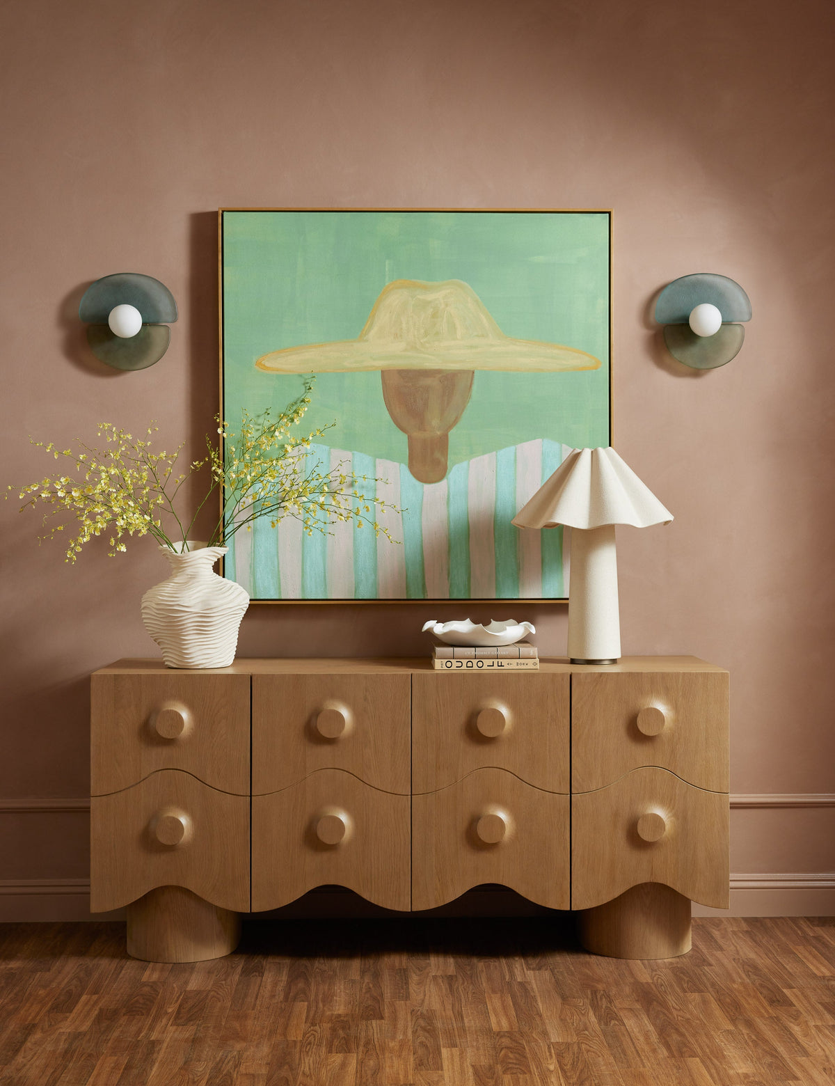Moody Sconce styled in a room