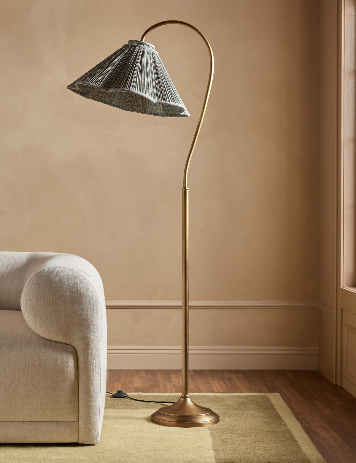 Jordan Floor Lamp fransen and antique brass finish product view 2