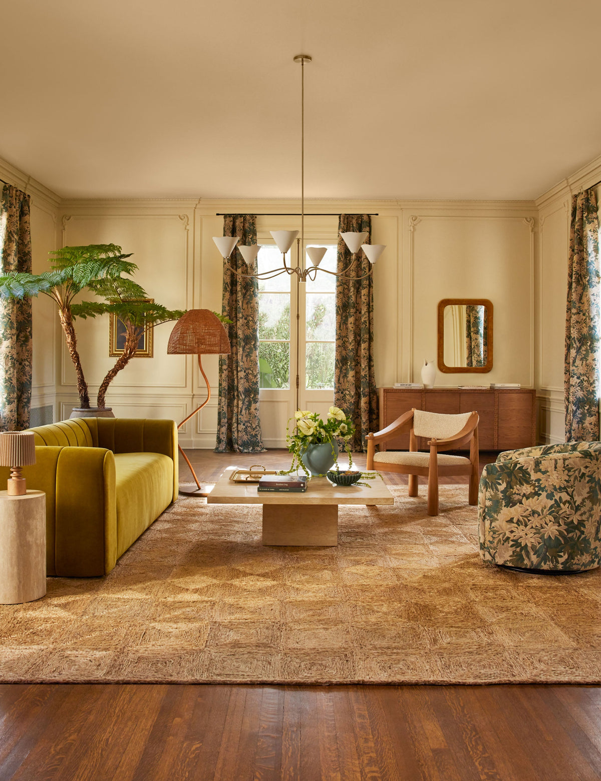 Senara Floor Lamp styled in a room