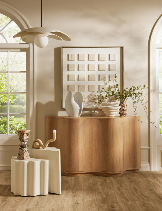 Noor Table Lamp bedside lamp in a styled room