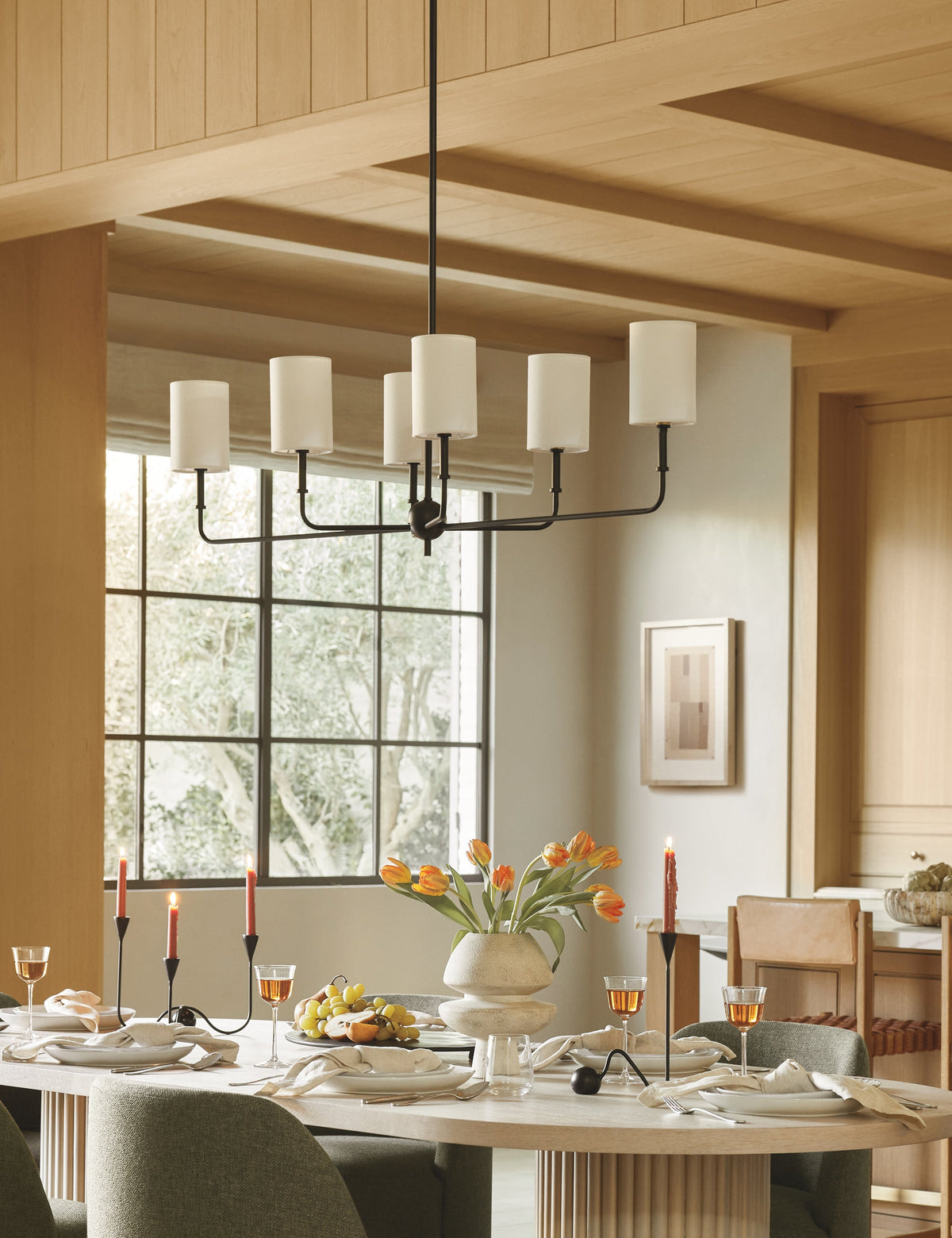 Legrand Linear Chandelier dining room light in a styled room