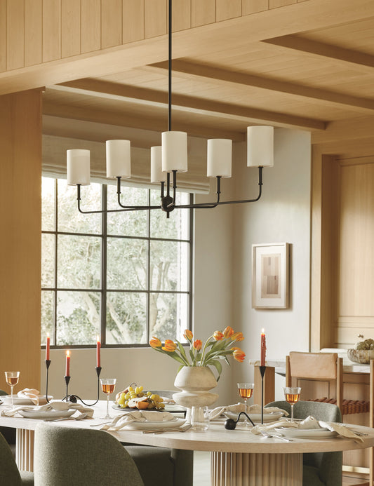Legrand Linear Chandelier dining room light in a styled room