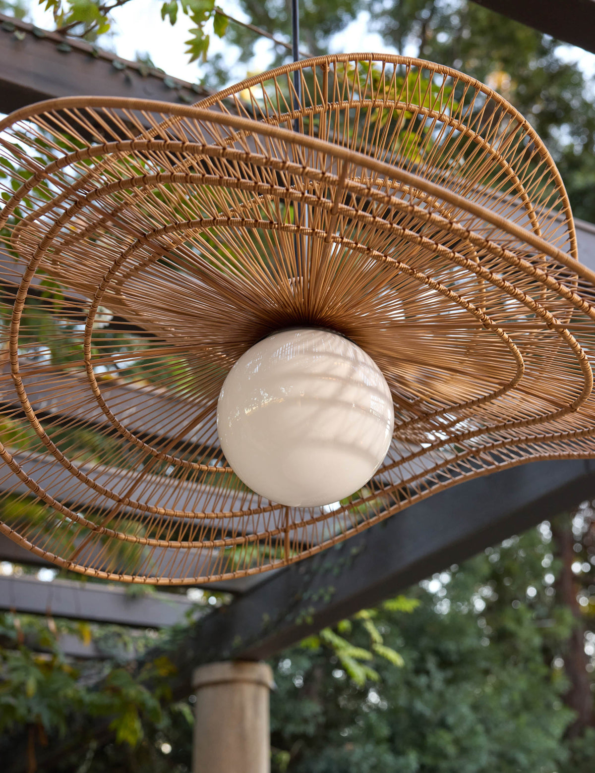 Valar Outdoor Double Tier Pendant Light natural finish product view 3