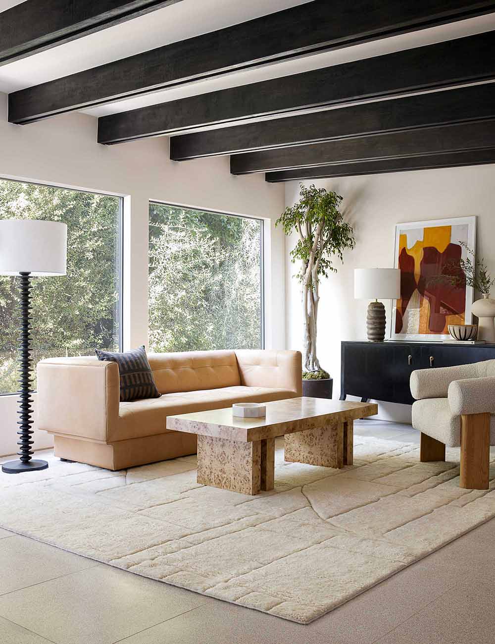 Fishbone Floor Lamp styled in a room
