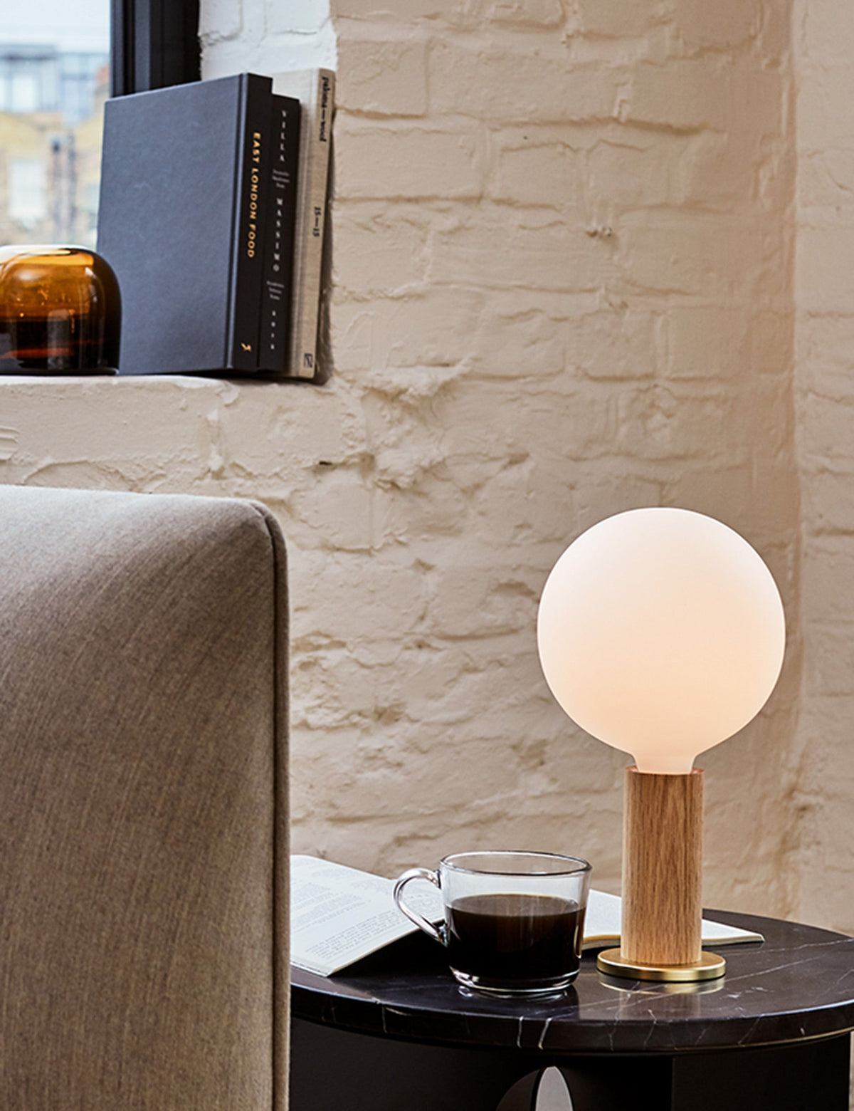 Knuckle Table Lamp with Sphere IV oak finish product view 9