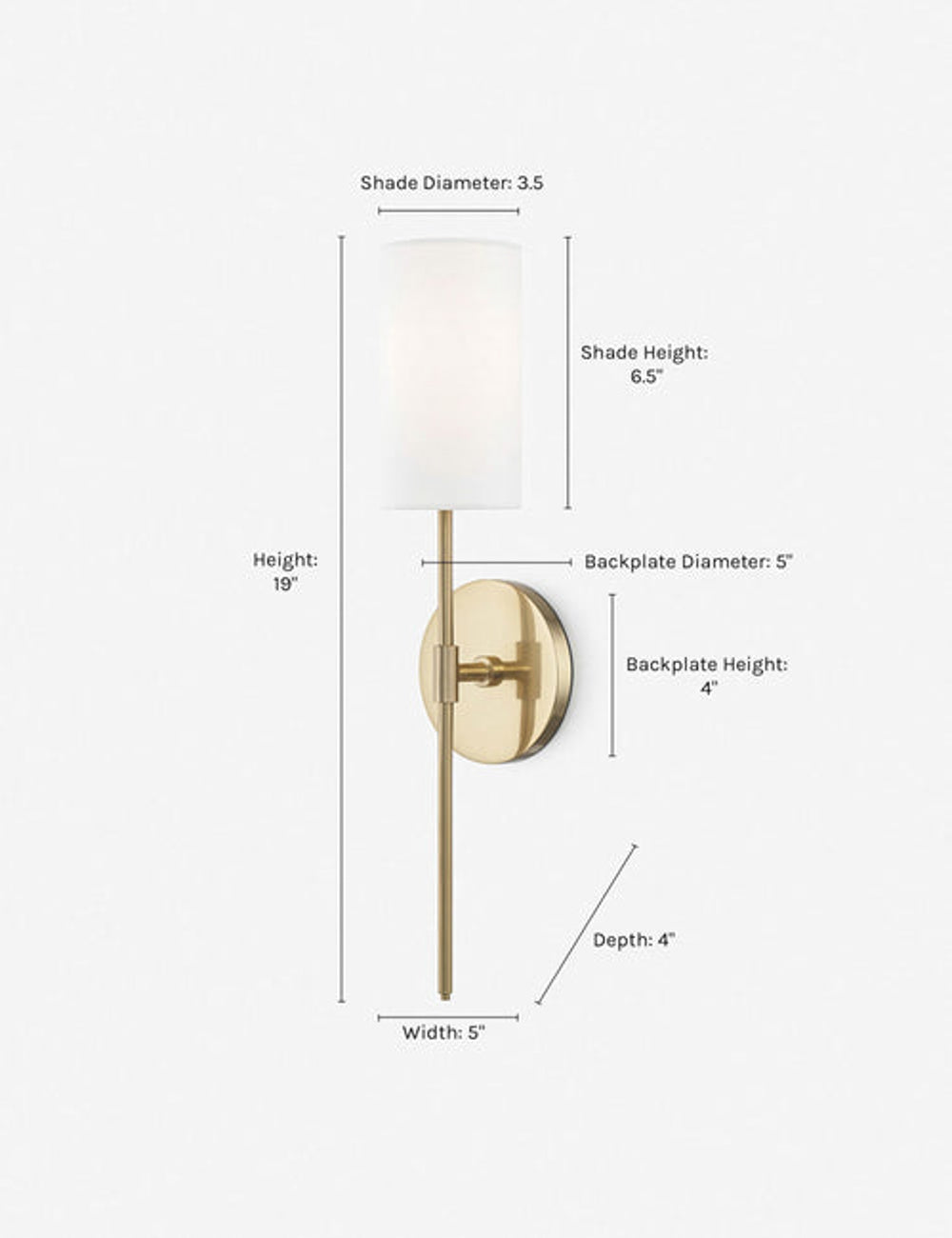 Jensine Sconce aged brass finish product view 3