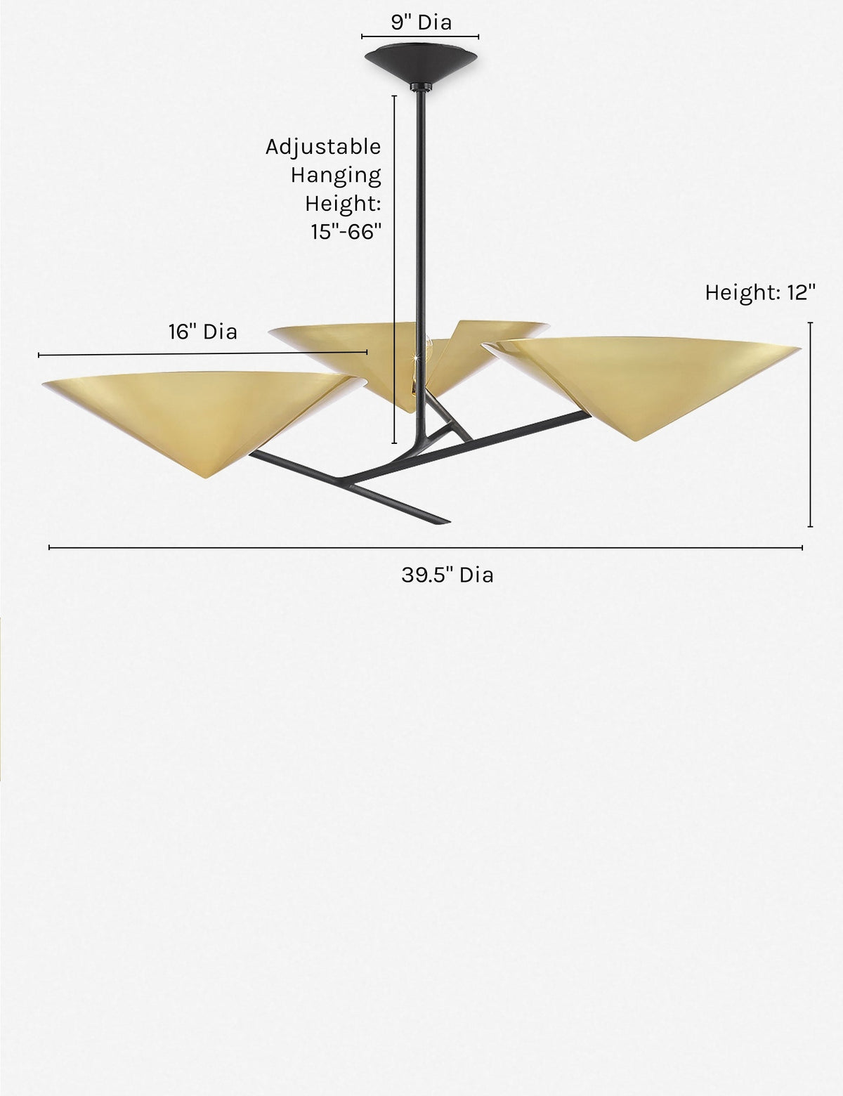 Nari Chandelier aged brass finish product view 6