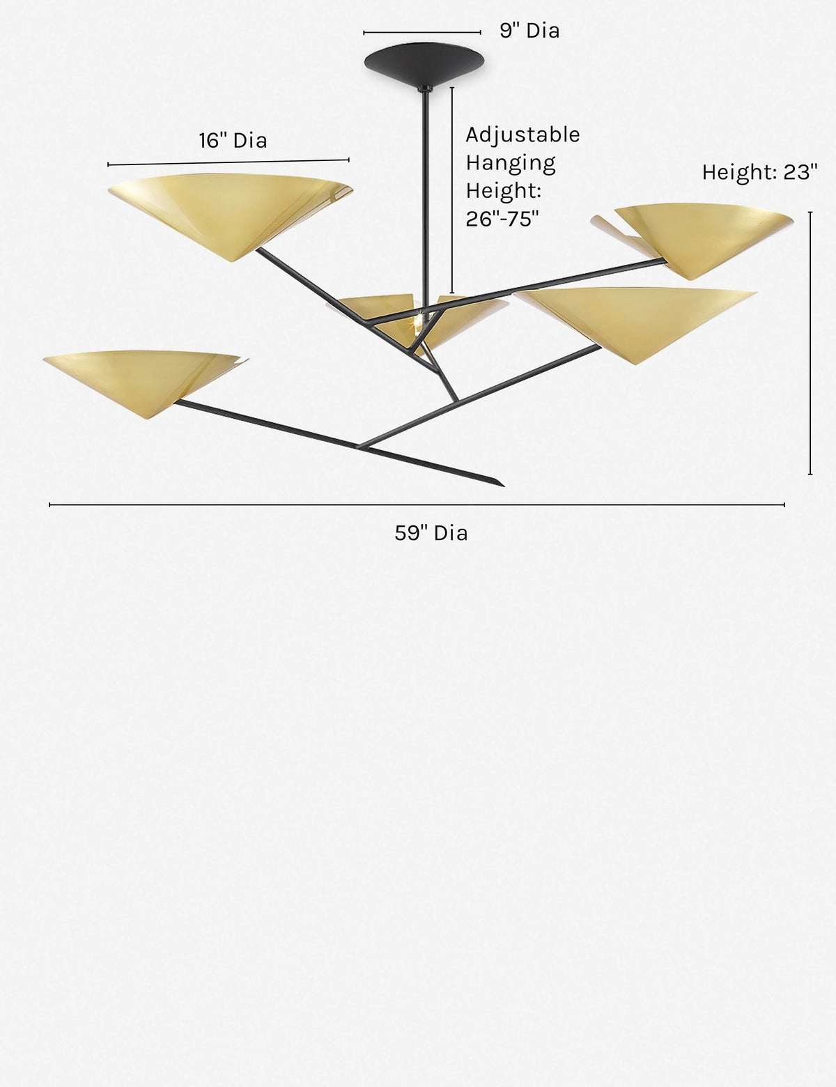 Nari Chandelier aged brass finish product view 7