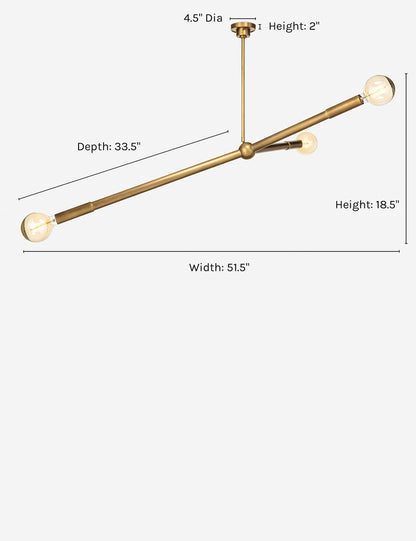 Talon Chandelier natural brass finish product view 3